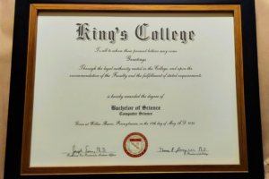 custom framed diploma, King's College